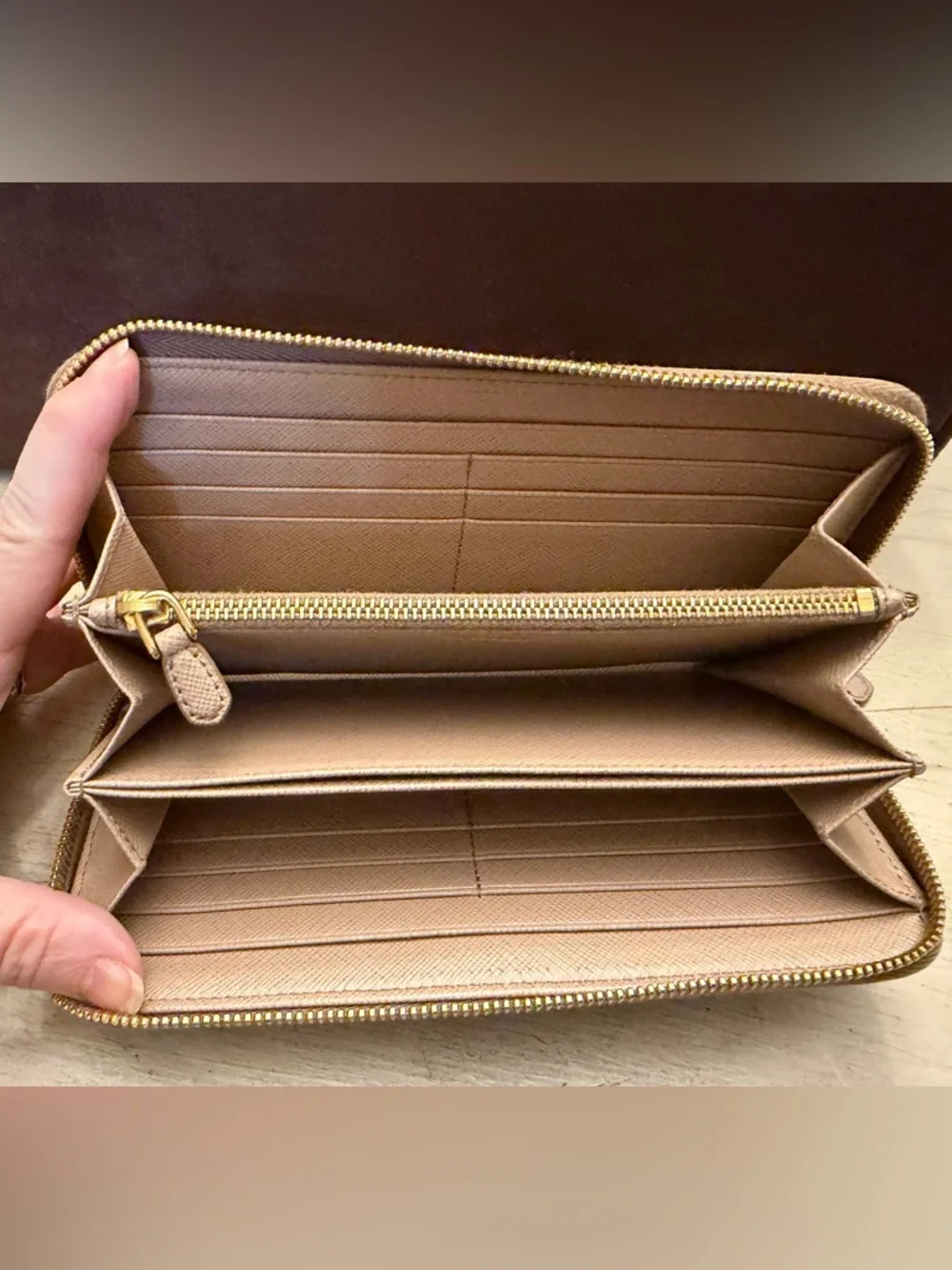 Prada Beige Saffiano Leather Zip-Around Wallet - Picture 5 of 15